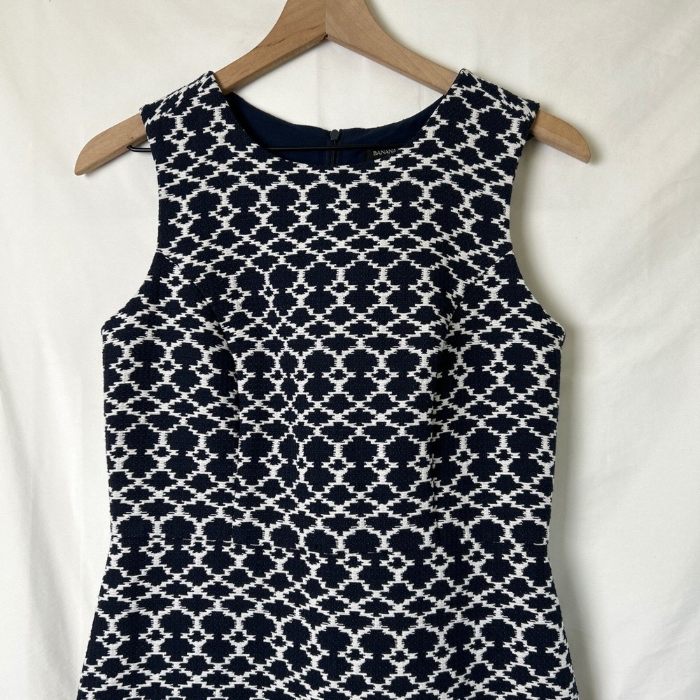 NWT Banana Republic Womens Shift Midi Dress Navy White Size 4 Nautical Summer - Picture 2 of 11